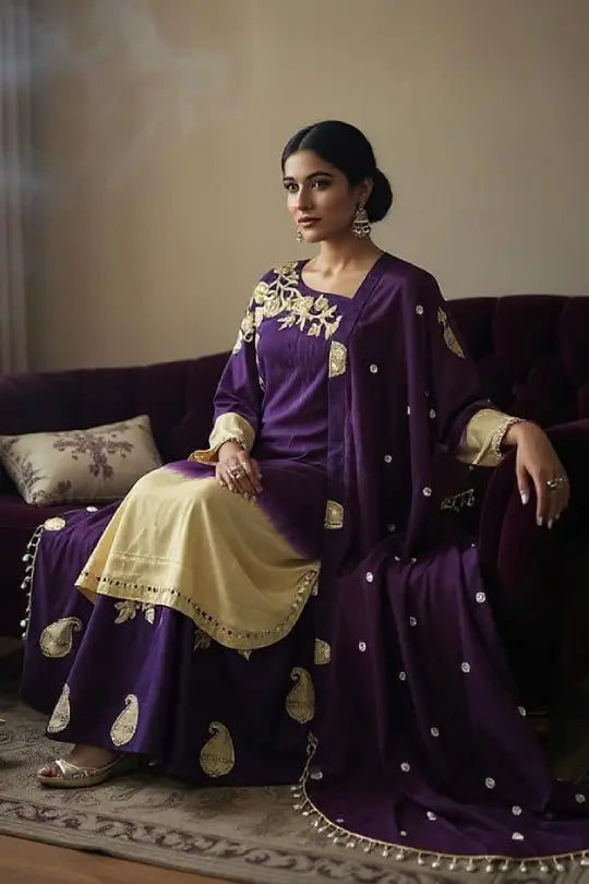 ombre-shaded beauty paired with a stunning Banarasi palazzo